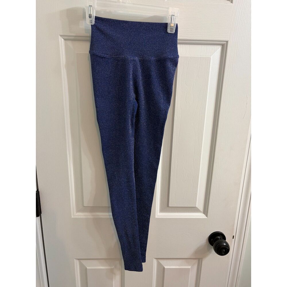 NWOT Nux Scrunch Athletic Leggings Womens Size Small Blue/Purple Metallic